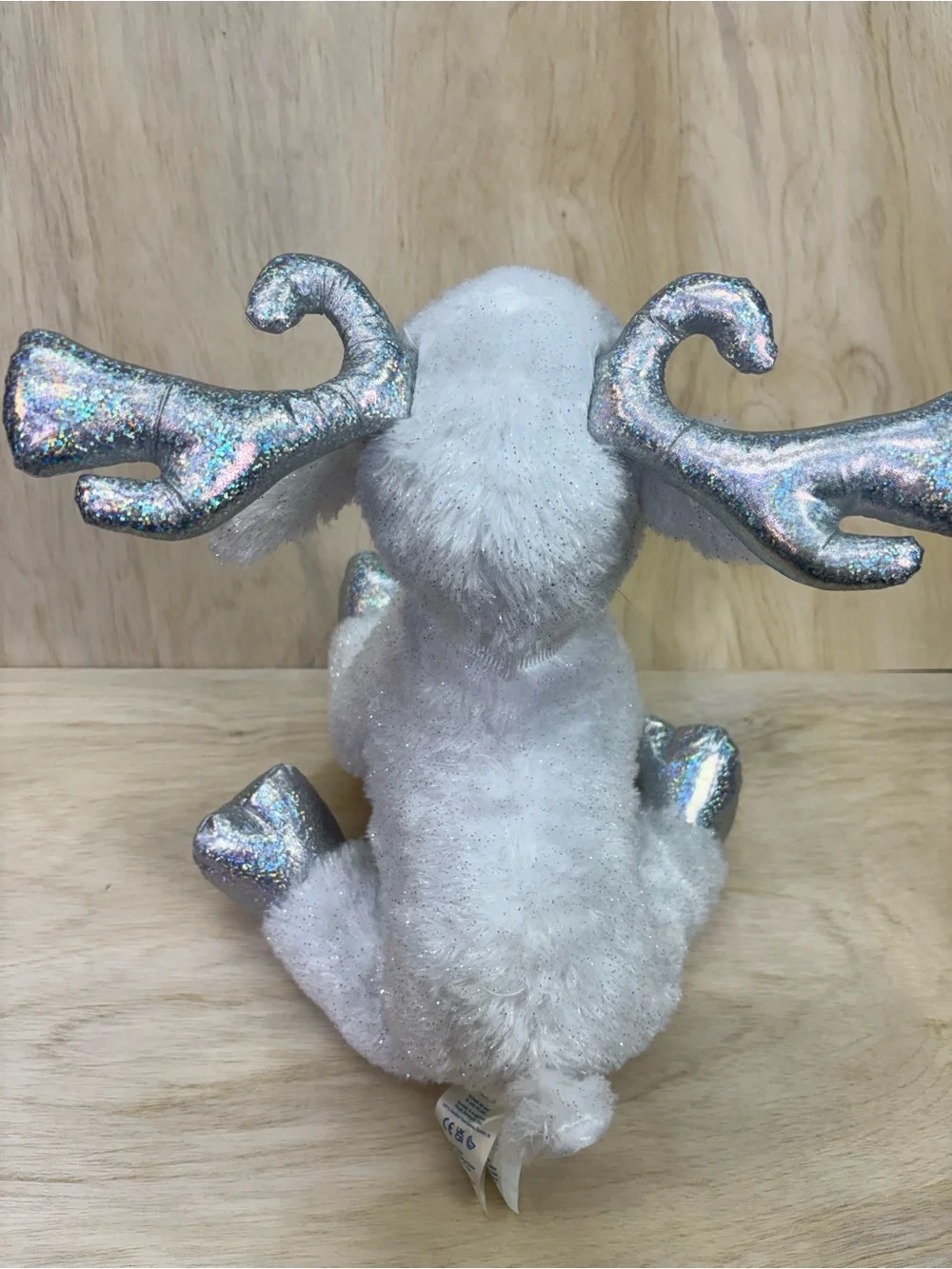Build A Bear Workshop Sparkling White GLISTEN REINDEER with Blue Bow
